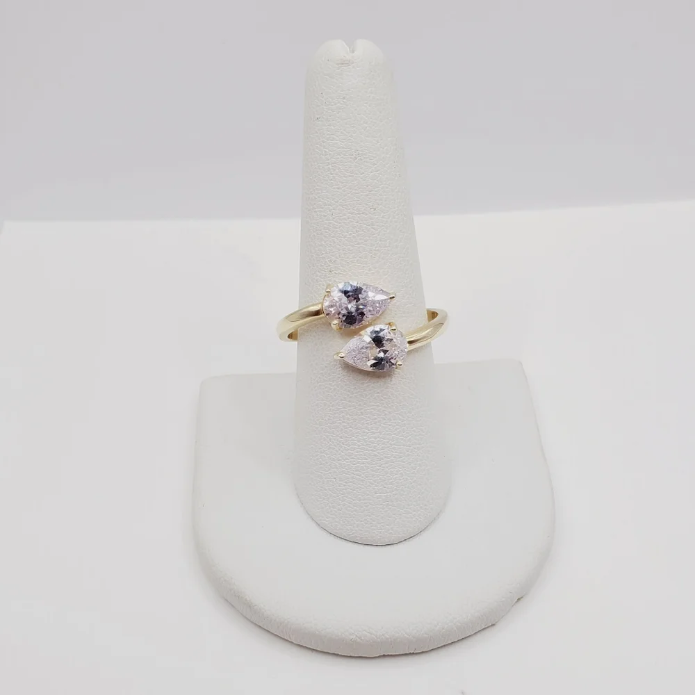 Pear Cut Bypass Ring | 925 Yellow Gold Plated Sterling Silver
